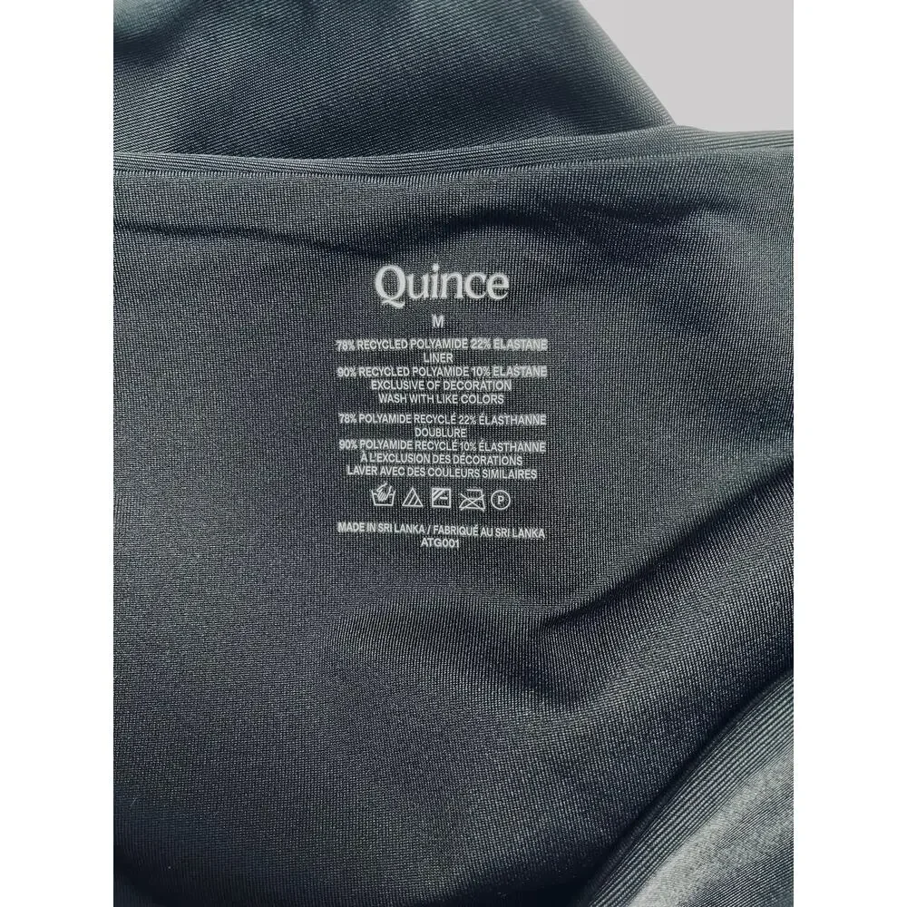 Quince Italian High-Rise Bikini Bottom Swim Black Size Medium NEW